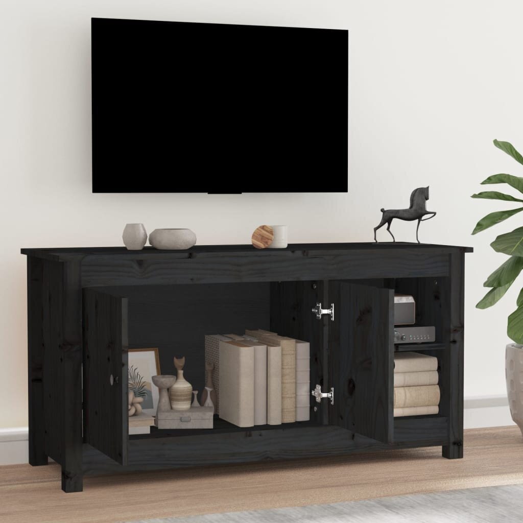 TV skapis, melns, 103x36,5x52cm, priedes masīvkoks cena un informācija | TV galdiņi | 220.lv