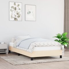 vidaXL gultas rāmis, krēmkrāsas, 100x200 cm, audums cena un informācija | Gultas | 220.lv