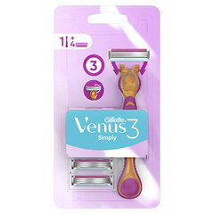 Gillette Simply Venus skuveklis 3 + 4 galvas cena un informācija | Skūšanās piederumi, kosmētika | 220.lv