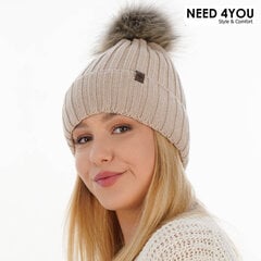 Sieviešu cepure Need 4You, bēšs, merino wool cena un informācija | Sieviešu cepures | 220.lv