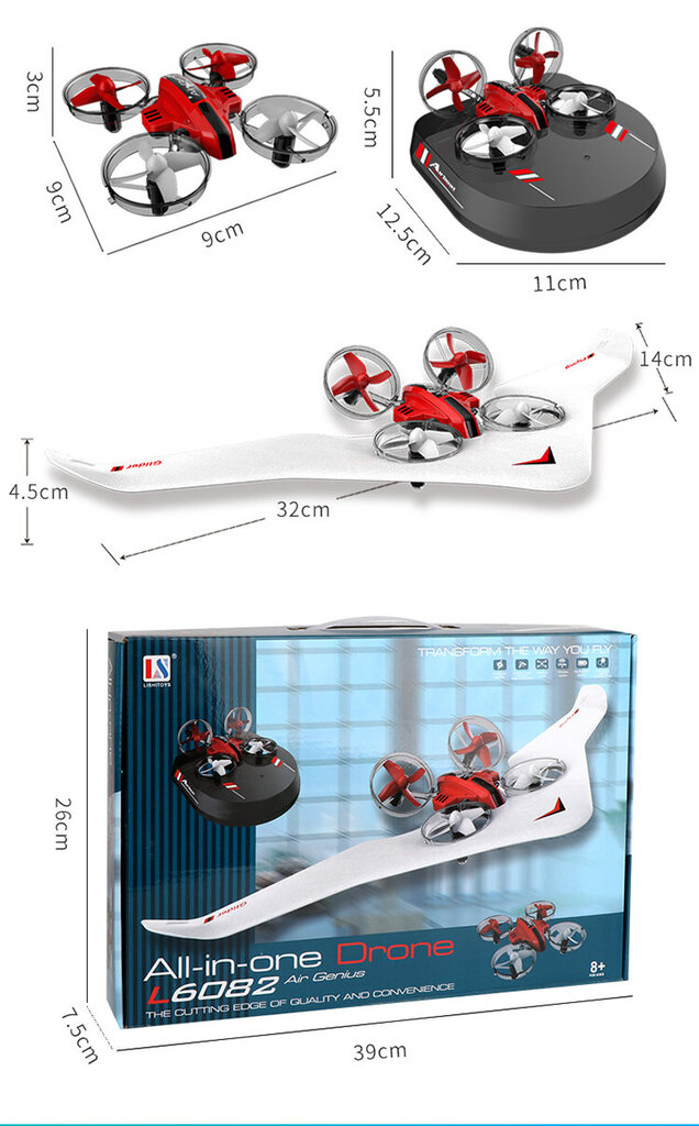 Bezpilota tālvadības lidaparāts uz gaisa spilvena 3 vienā цена и информация | Rotaļlietas zēniem | 220.lv