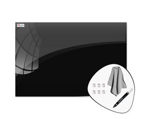Stikla magnētiskā tāfele, 60 x 90 cm - melna цена и информация | Детали интерьера | 220.lv