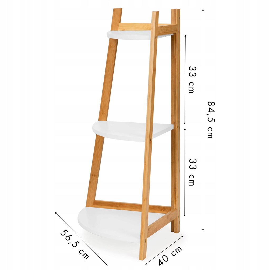 Modernhome Stūra bambusa grāmatu skapis ar 3 plauktiem cena un informācija | Plaukti | 220.lv