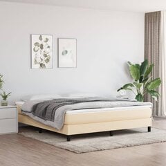 vidaXL atsperu gultas rāmis, krēmkrāsas, 160x200 cm, audums cena un informācija | Gultas | 220.lv