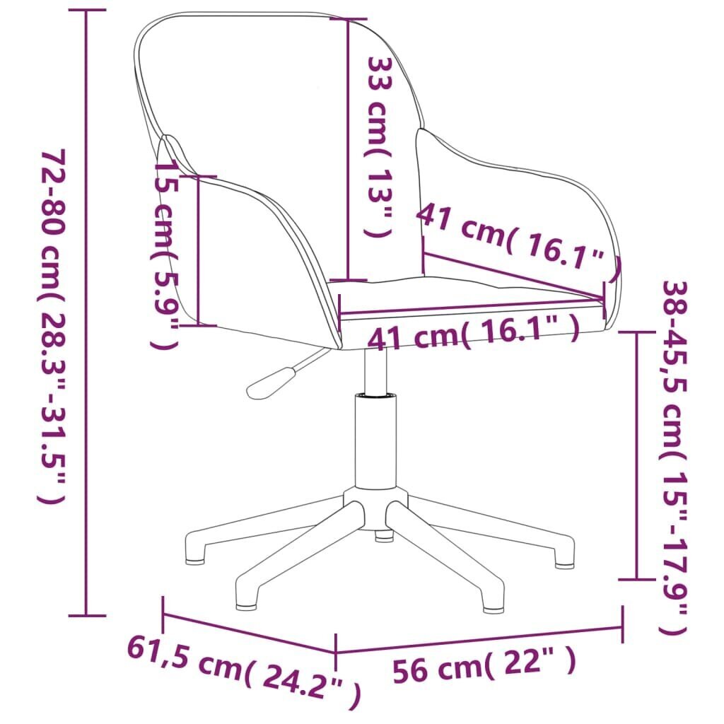 vidaXL biroja krēsls, gaiši pelēks samts cena un informācija | Biroja krēsli | 220.lv