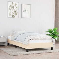 vidaXL gultas rāmis, krēmkrāsas, 90x200 cm audums цена и информация | Кровати | 220.lv