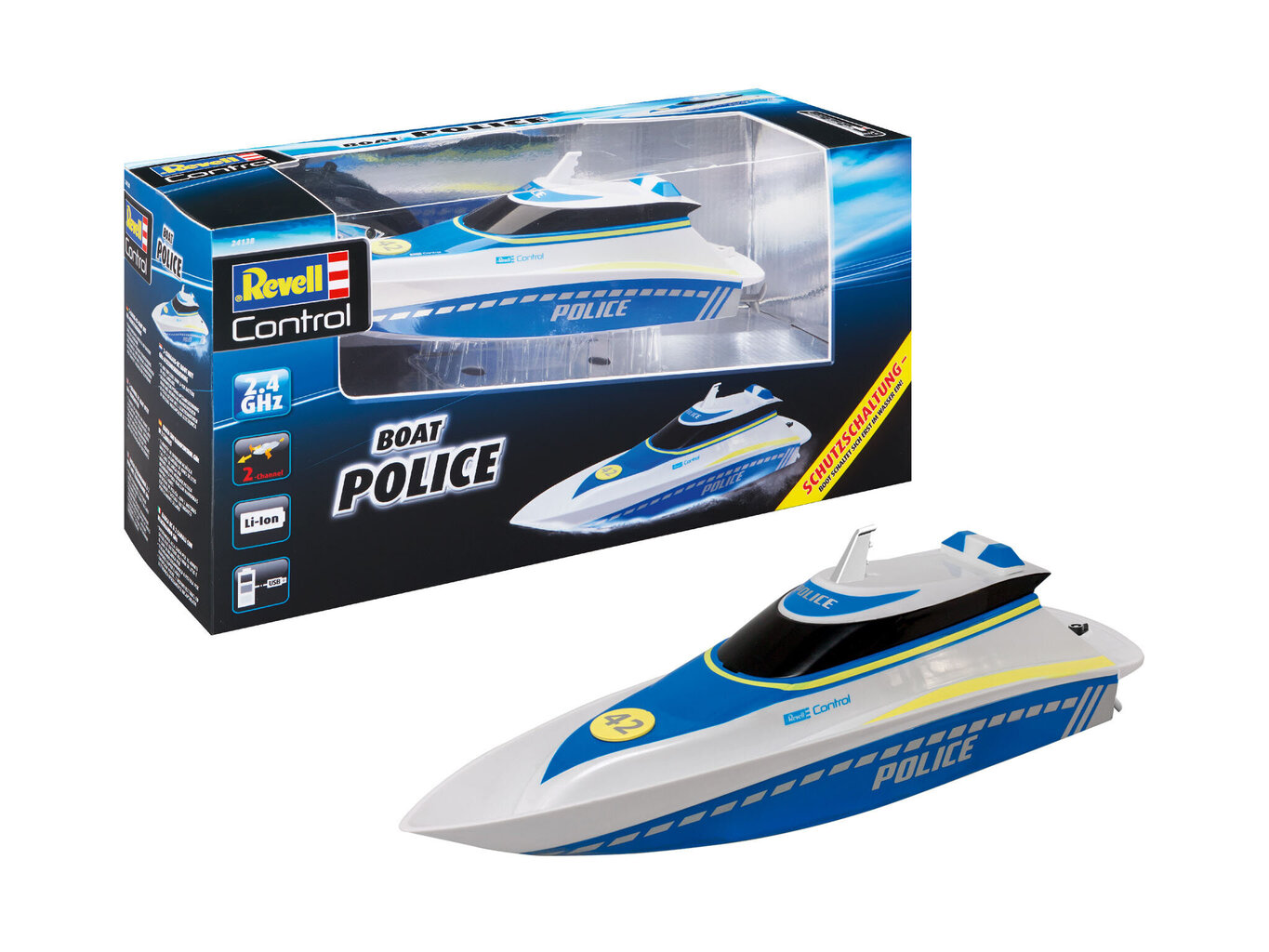 Attālināti vadāma laiva Water Police Revell RC, 24138 cena un informācija | Ūdens, smilšu un pludmales rotaļlietas | 220.lv