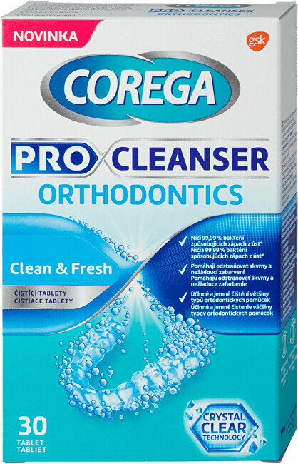 Tīrīšanas tabletes zobu protēzēm Pro Clean ser Orthodontics 30 gab cena un informācija | Zobu pastas, birstes | 220.lv