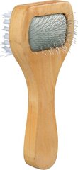 Мягкая щетка Trixie, двухсторонняя, дерево-металл, с металлическими зубьями, 6x13 см цена и информация | Средства по уходу за животными | 220.lv