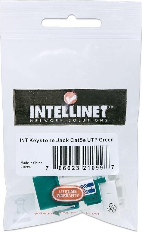 Modulis Keystone Intellinet RJ45 UTP Cat5e Punch-Down, zaļš cena un informācija | Kabeļi un vadi | 220.lv