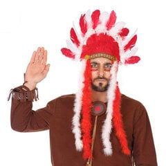 Индейский головной убор 58297 Красный американские индейцы цена и информация | Карнавальные костюмы, парики и маски | 220.lv