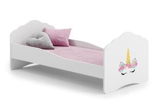 Gulta ADRK Furniture Casimo Barrier Unicorn, balta cena un informācija | Bērnu gultas | 220.lv