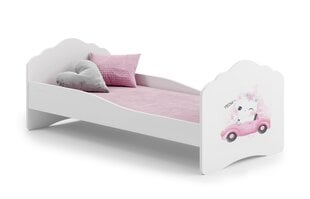 Кровать ADRK Furniture Casimo Barrier Cat in a Car, белая цена и информация | Детские кровати | 220.lv