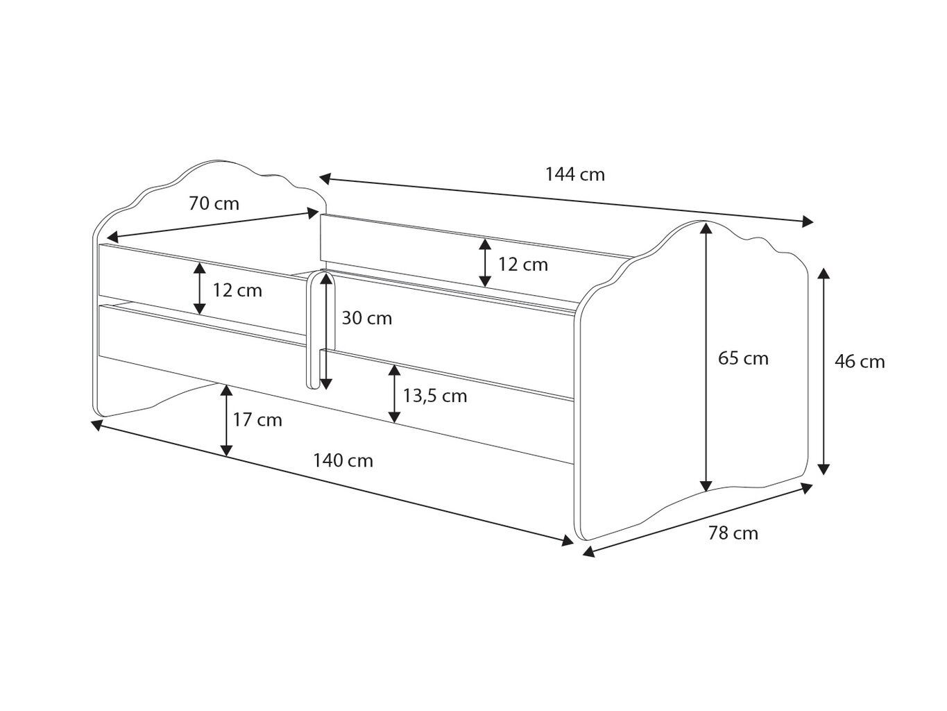 Gulta ADRK Furniture Casimo Barrier Mermaid with a Star, balta цена и информация | Bērnu gultas | 220.lv