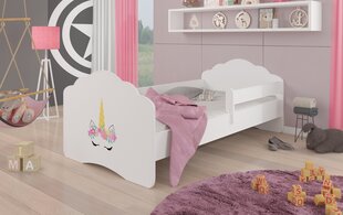 Gulta ADRK Furniture Casimo Barrier Unicorn, 160x80 cm, balta цена и информация | Детские кровати | 220.lv