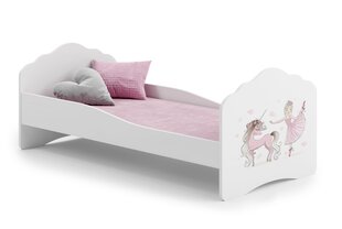 Gulta ADRK Furniture Casimo Barrier Ballerina with Unicorn, 160x80 cm, balta cena un informācija | Bērnu gultas | 220.lv