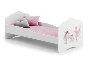 Gulta ADRK Furniture Casimo Ballerina with Unicorn, 160x80 cm, balta cena un informācija | Bērnu gultas | 220.lv