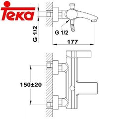 Vannas jaucējkrāns Teka Vita 202K цена и информация | Смесители | 220.lv