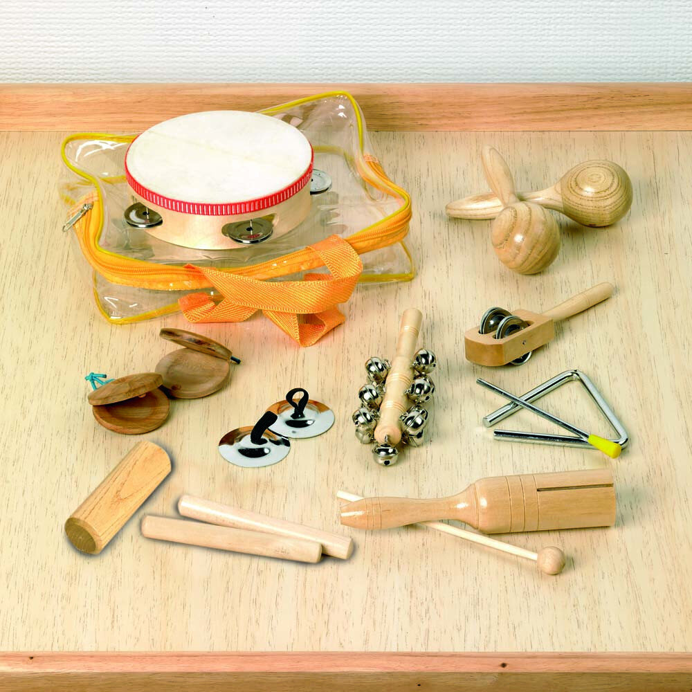 Koka mūzikas perkusijas komplekts bērniem - 16 instrumenti цена и информация | Rotaļlietas zīdaiņiem | 220.lv
