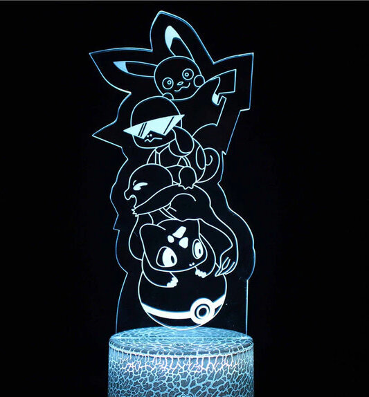 Lampa 3D Led Pokemon цена и информация | Lampas bērnu istabai | 220.lv