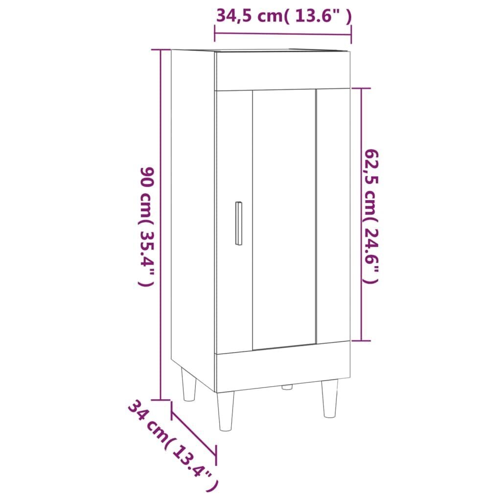 vidaXL kumode, betona pelēka, 34,5x34x90 cm, inženierijas koks cena un informācija | Skapīši viesistabai | 220.lv