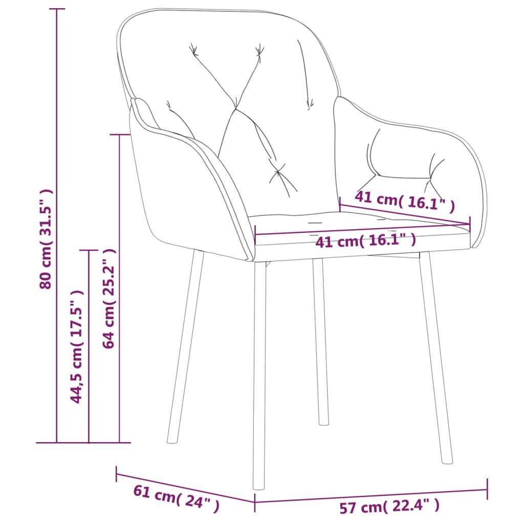 vidaXL virtuves krēsli, 2 gab., brūns samts cena un informācija | Virtuves un ēdamistabas krēsli | 220.lv