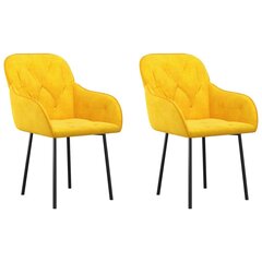 vidaXL virtuves krēsli, 2 gab., dzeltens samts cena un informācija | Virtuves un ēdamistabas krēsli | 220.lv