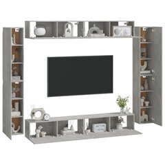 TV skapja komplekts, 8 daļas, betona pelēka, koka cena un informācija | TV galdiņi | 220.lv