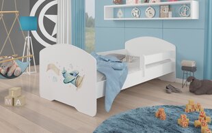Кровать ADRK Furniture Pepe Barrier Plane with a Banner, 140x70 см, белая цена и информация | Детские кровати | 220.lv
