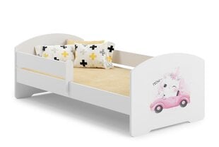 Gulta ADRK Furniture Pepe Barrier Cat in a Car, 140x70 cm, balta cena un informācija | Bērnu gultas | 220.lv