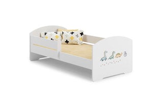 Кровать Furniture Pepe Barrier Dinosaurs, 160х80 см, белая цена и информация | Детские кровати | 220.lv