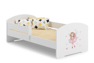 Gulta ADRK Furniture Pepe Barrier Girl with Wings, 160x80 cm, balta cena un informācija | Bērnu gultas | 220.lv