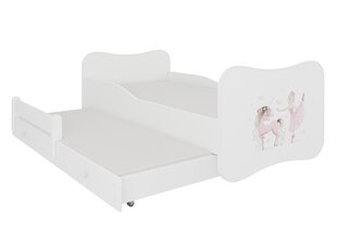 Gulta ADRK Furniture Gonzalo Ballerina with Unicorn, 140x70 cm, balta cena un informācija | Bērnu gultas | 220.lv