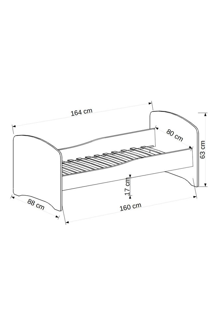 Gulta ADRK Furniture Gonzalo Unicorn, 160x80 cm, balta cena un informācija | Bērnu gultas | 220.lv