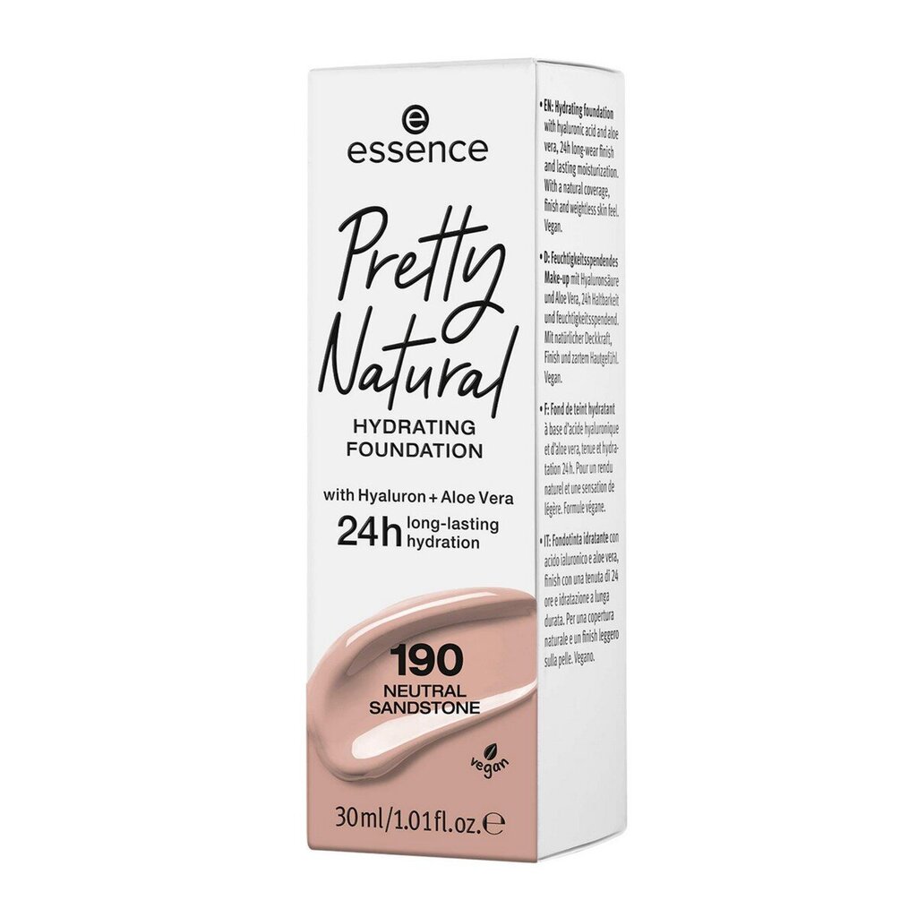 Šķidrais grima pamats Essence Pretty Natural 190-neutral sandstone 30 ml cena un informācija | Grima bāzes, tonālie krēmi, pūderi | 220.lv