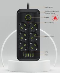 Удлинитель - зарядное устройство USB 2 м цена и информация | Удлинители | 220.lv