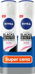 Pretsviedru aerosols Black & White Invisible Clear 2 x 150 ml цена и информация | Дезодоранты | 220.lv