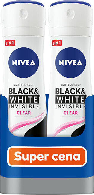 Pretsviedru aerosols Black & White Invisible Clear 2 x 150 ml цена и информация | Dezodoranti | 220.lv