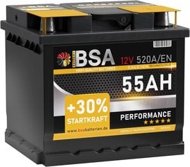 BSA automašīnas akumulators 55AH 12V akumulators 520A/EN +30% sākuma veiktspēja nomainīta 44AH 45AH 50AH 52AH 46AH 47AH 53AH cena un informācija | Akumulatori | 220.lv