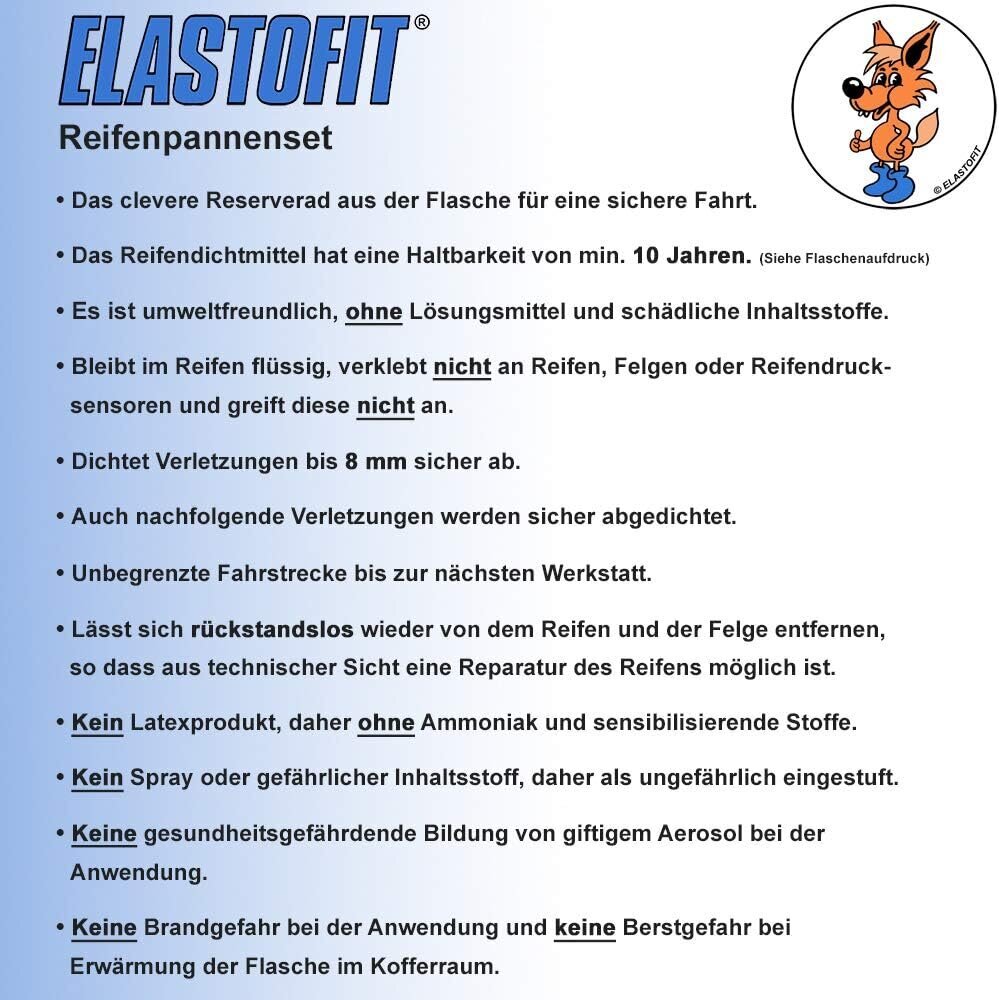 Elastofit Refillpack Pannenset Tyre Cirpts rezerves pudele visām automašīnām/SUV utt. 10 gadus izturīgs (700 ml) cena un informācija | Auto ķīmija | 220.lv
