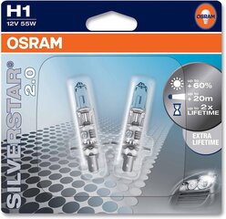 Osram Silverstar 2.0 H1, halogēna lukturu lampa, 64150SV2-02B, 12 V automašīna, dubultā blisteris (2 gabali) cena un informācija | Auto spuldzes | 220.lv