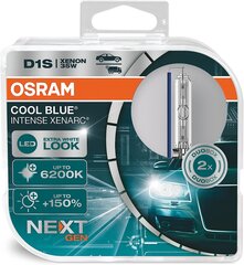 Osram Xenarc Cool Blue Intense D1s, +par 150% lielāks spilgtums, līdz 6 200k, ksenona lukturu lampa, LED izskats, dueta kaste (2 lampas) cena un informācija | Auto spuldzes | 220.lv