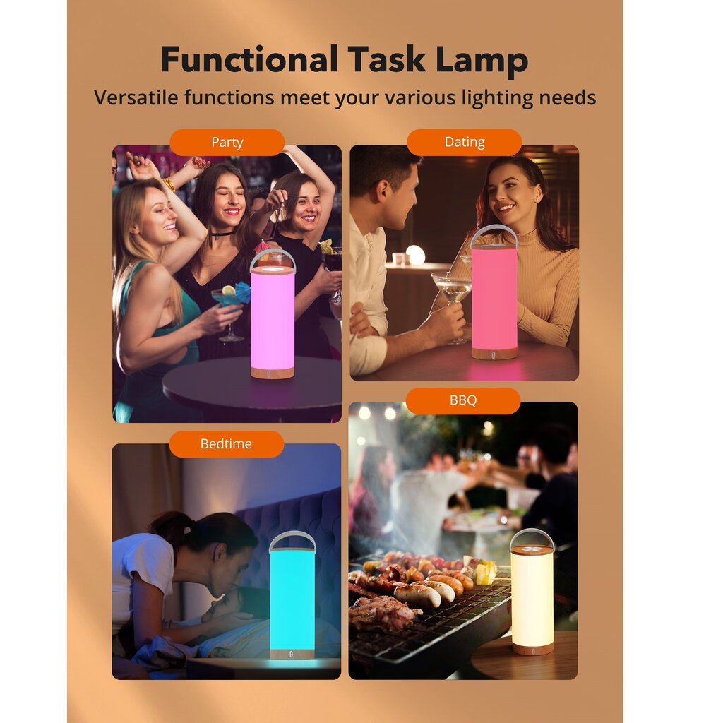 Uzlādējams LED gaismeklis, RGB TaoTronics TT-DL23 Pro cena un informācija | Galda lampas | 220.lv