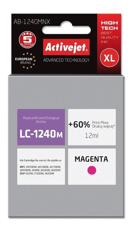 Ink ActiveJet AB-1240MNX | Magenta | 12 ml | Brother LC1220M,LC1240M цена и информация | Tintes kārtridži | 220.lv
