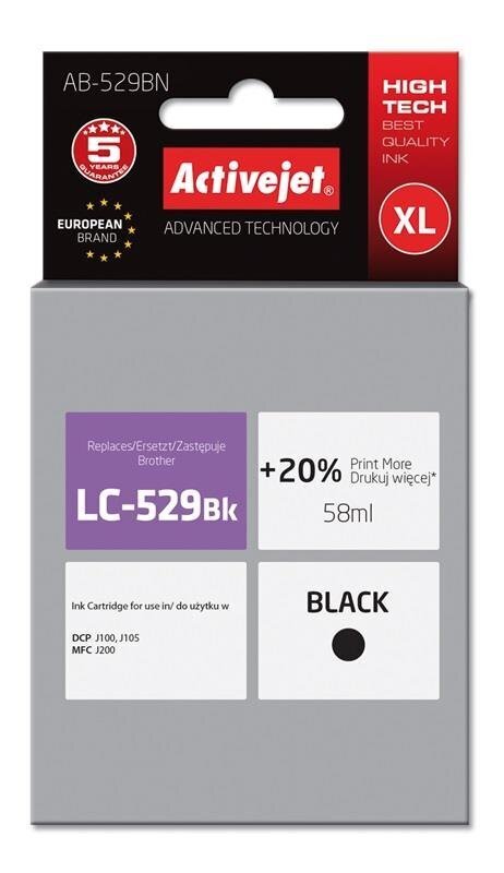 Ink ActiveJet AB-529BN | black | 58 ml | Brother LC529BK cena un informācija | Tintes kārtridži | 220.lv