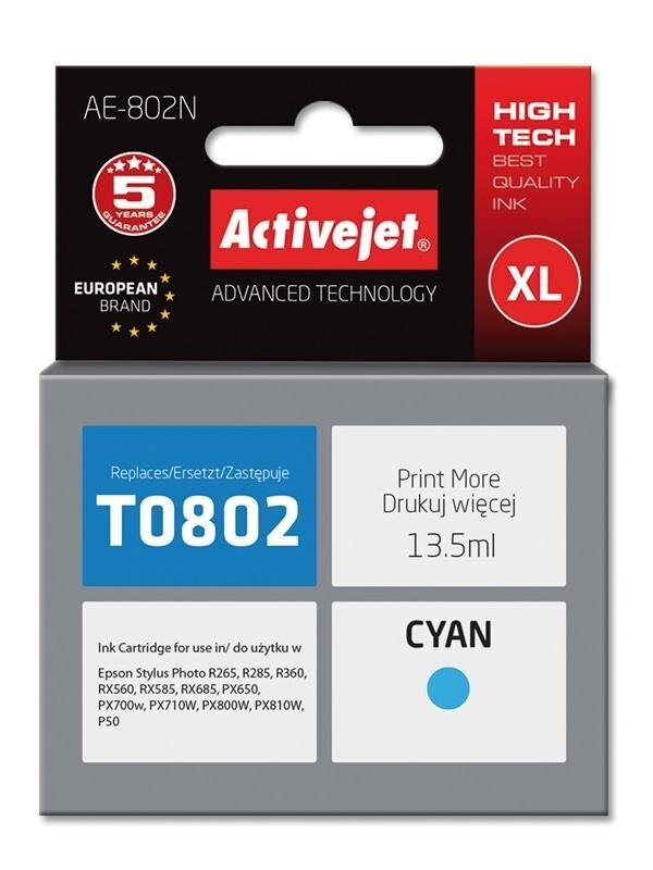 ActiveJet AE-802N, Epson T0802 XL augstas tintes kasetne, zila цена и информация | Tintes kārtridži | 220.lv