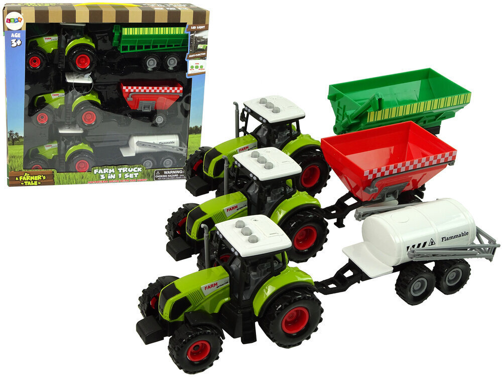 Rotaļu traktoru komplekts ar piekabēm cena un informācija | Rotaļlietas zēniem | 220.lv