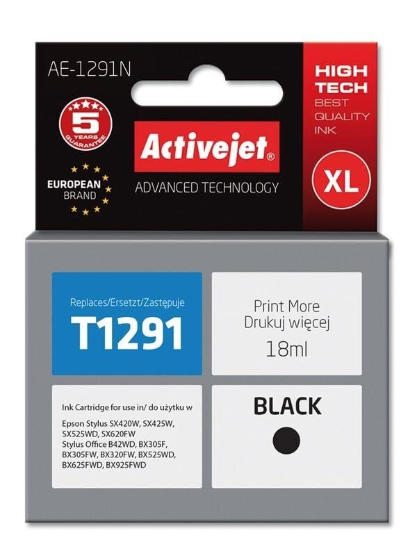 Tintes kārtridžs Activejet AE-1291N, melns cena un informācija | Tintes kārtridži | 220.lv