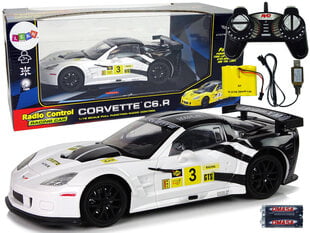 Radiovadāma sporta automašīna Corvette C6.R 1:18, balta цена и информация | Игрушки для мальчиков | 220.lv