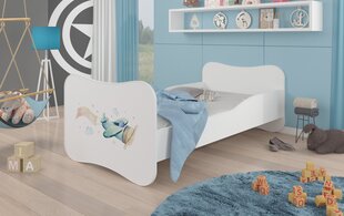 Gulta ADRK Furniture Gonzalo Plane with a Banner, 160x80 cm, balta cena un informācija | Bērnu gultas | 220.lv